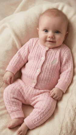 knit baby set - pink